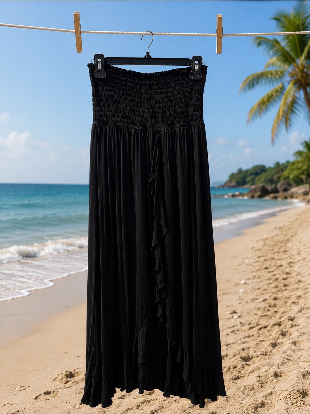 Strapless Ruffled Maxi Skirt